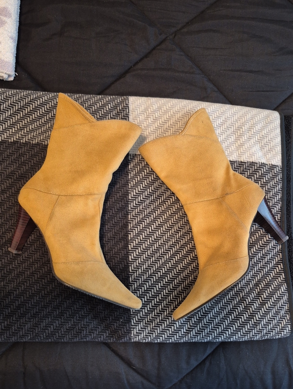 Style & Co. Mustard Suede Pointed-Toe Ankle Booties